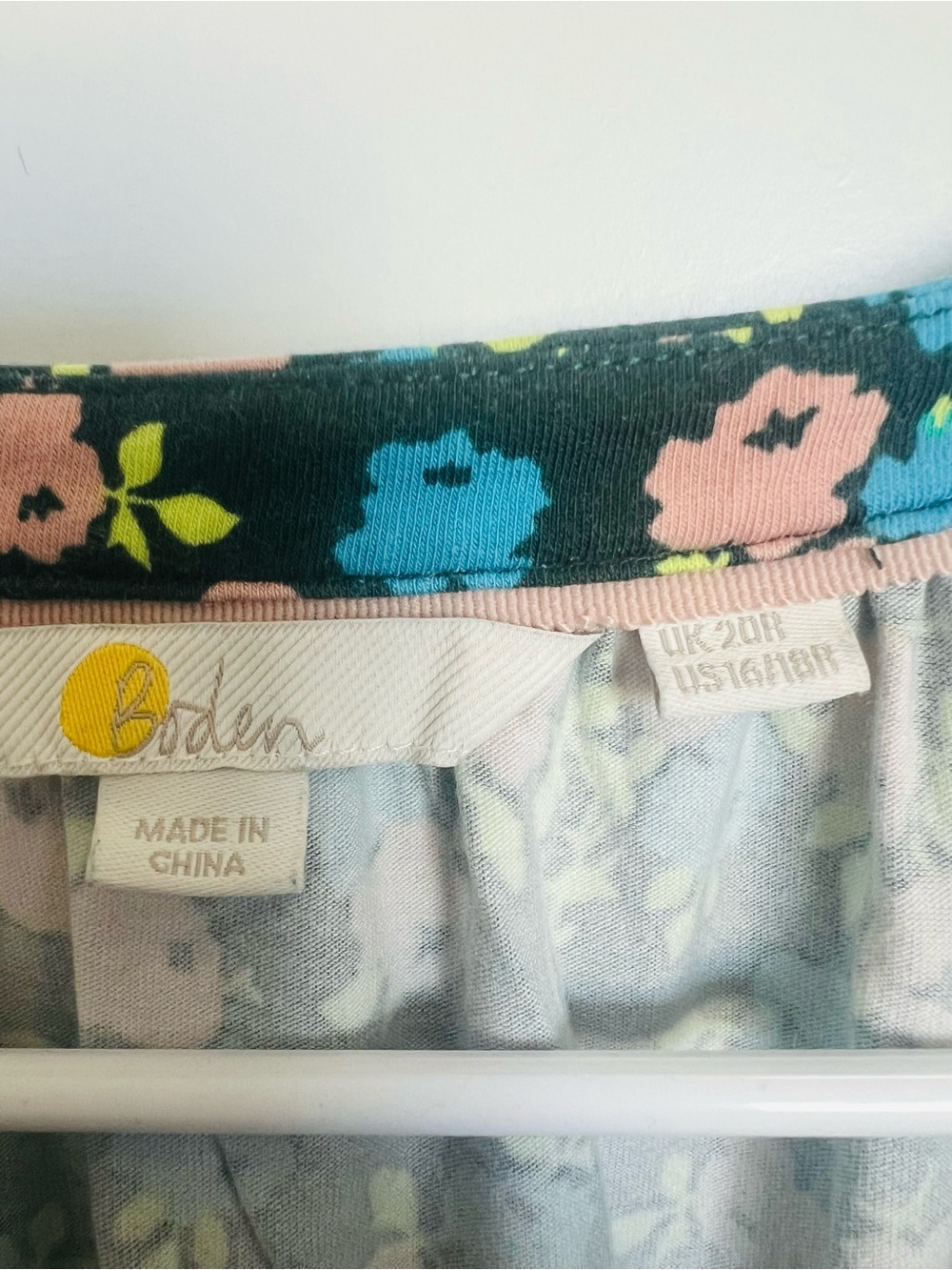 Boden Teal Floral Long Sleeve Midi Dress with Blue and Pink Blooms - Picture 4 of 4
